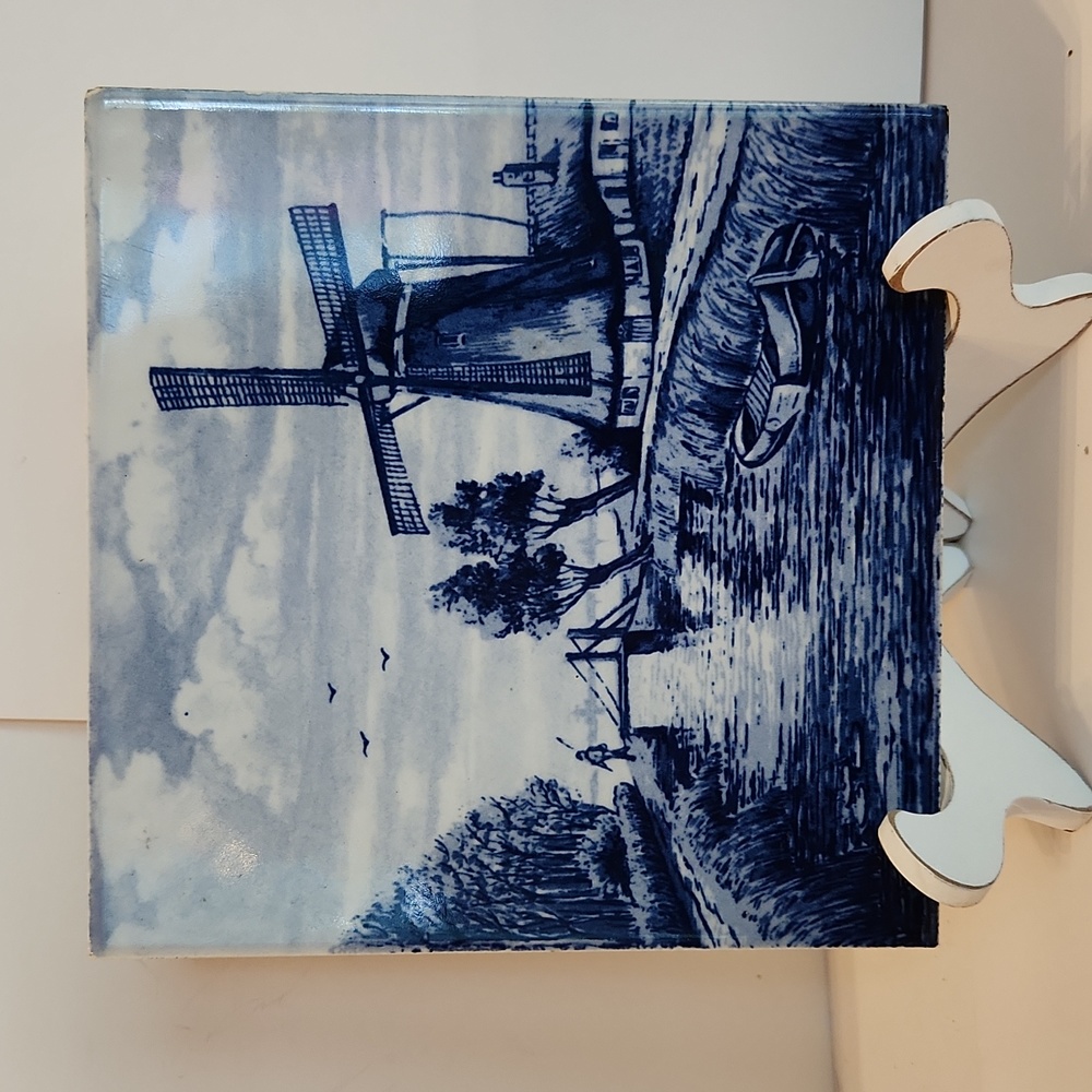 Charming Dutch Windmill Scene tile.